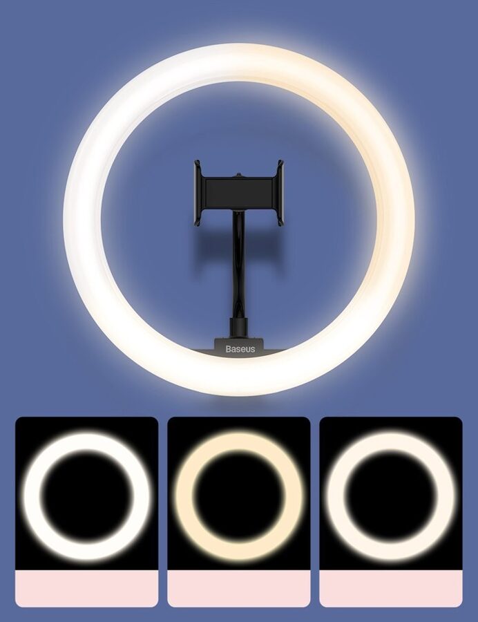 Asmenukių trikojis su LED lempa Baseus Live Stream 10 colių (25 cm) šviesos žiedas CRZB10-A01