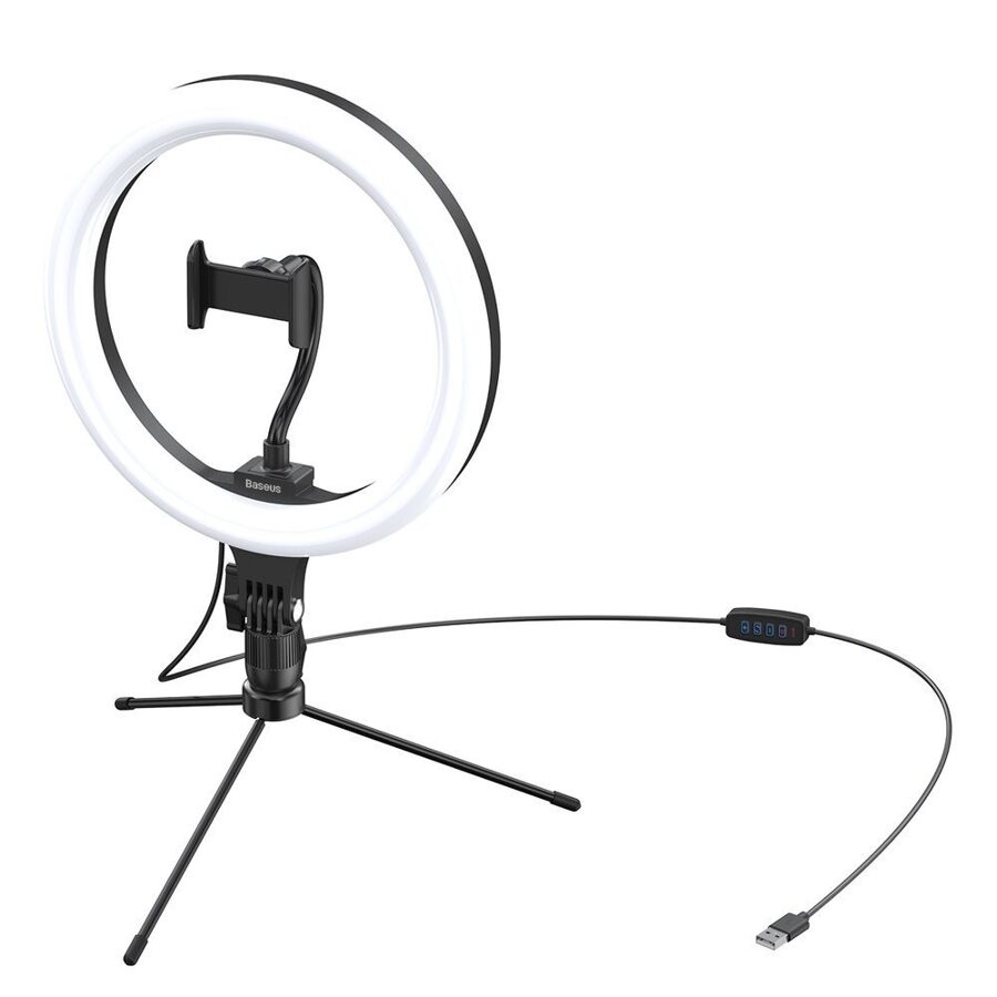 Asmenukių trikojis su LED lempa Baseus Live Stream 10 colių (25 cm) šviesos žiedas CRZB10-A01