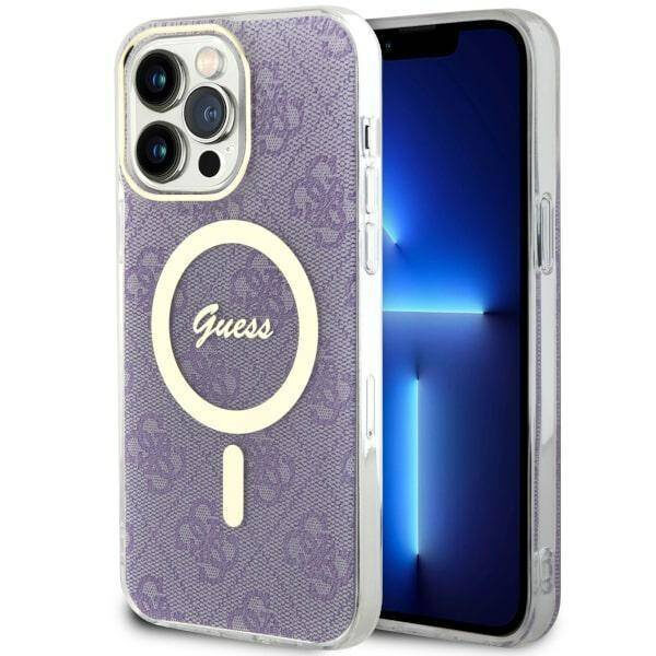  Dėklas IPHONE 14 PRO MAX Guess Hardcase 4G MagSafe (GUHMP14XH4STU) violetinė