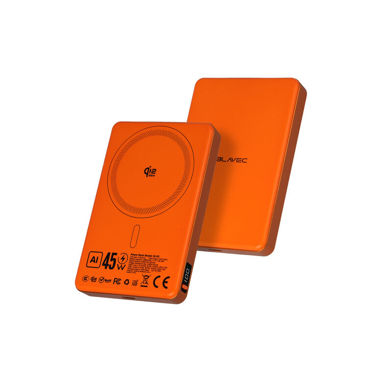 Išorinė baterija 10000mAh BJ-05, itin greita, 16 mm, C tipo, Qi2.2, 25 W + PD, 45 W, magnetinė indukcija, „Magsafe 2 in 1“ (PBBJ05-QI22MC10B)