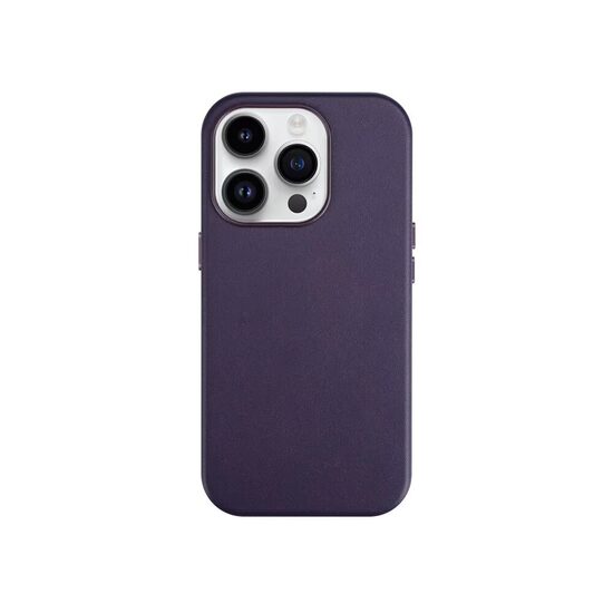 Dėklas Mag Leather Case Apple iPhone 12 / 12 Pro tamsiai violetinis