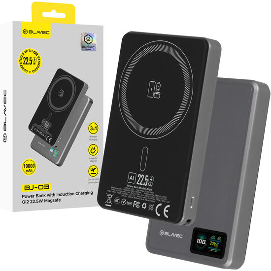 Blavec išorinė baterija 5000mAh BJ-03 Ultra Slim 7,8mm - Type C - 22,5W magnetic Magsafe 3 in 1 (prapakuotas)