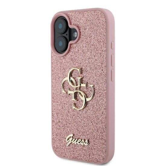 Dėklas Guess Hardcase Glitter Script Big 4G iPhone 17 rožinis