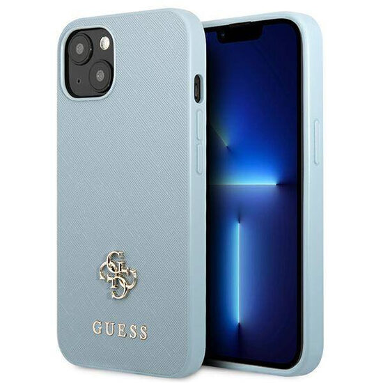 Dėklas IPHONE 13 Guess Hardcase Saffiano 4G Small Metal Logo (GUHCP13MPS4MB) mėlynas (pažeista pakuotė)