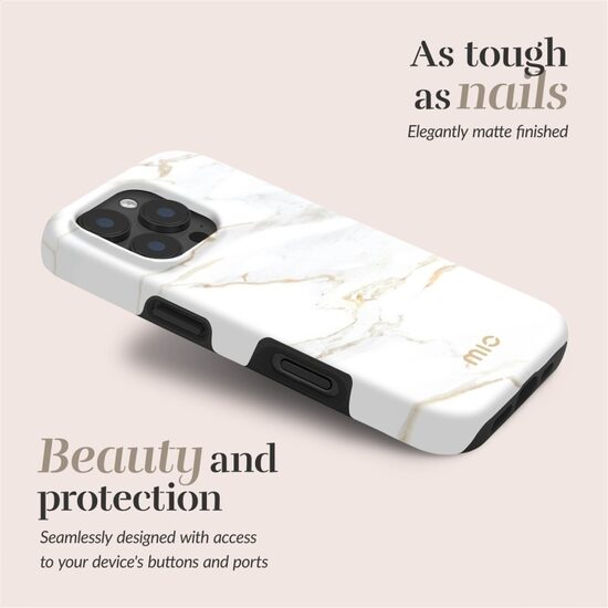 Dėklas MIO White Marble Magsafe iPhone 13 / 14 / 15 + MIO dirželis DOVANA