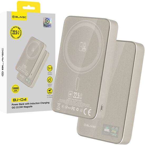 Išorinė baterija 10000mAh BJ-04 Slim 13,5mm - Type C - 22,5W magnetic Magsafe 3 in 1 (PBBJ04-MC10GD)