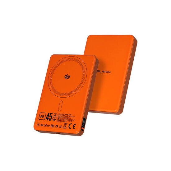 Išorinė baterija 10000mAh BJ-05, itin greita, 16 mm, C tipo, Qi2.2, 25 W + PD, 45 W, magnetinė indukcija, „Magsafe 2 in 1“ (PBBJ05-QI22MC10B)