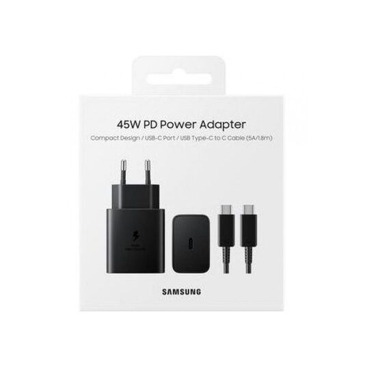 Originalus įkroviklis Samsung EP-T4511XBEGEU 45W + Type-C kabelis (dėžutėje)