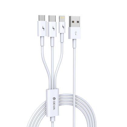 USB kabelis Devia Smart 3in1 microUSB-Lightning-Type-C 1.2m