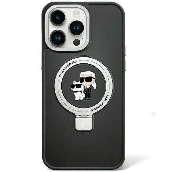 Dėklas IPHONE 15 Karl Lagerfeld kieto dėklo žiedinis stovas Karl Choupette MagSafe 