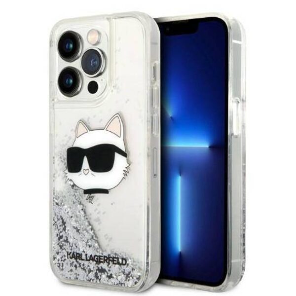 Dėklas IPHONE 14 PRO Karl Lagerfeld Hardcase Glitter Choupette Head (KLHCP14LLNCHCS)
