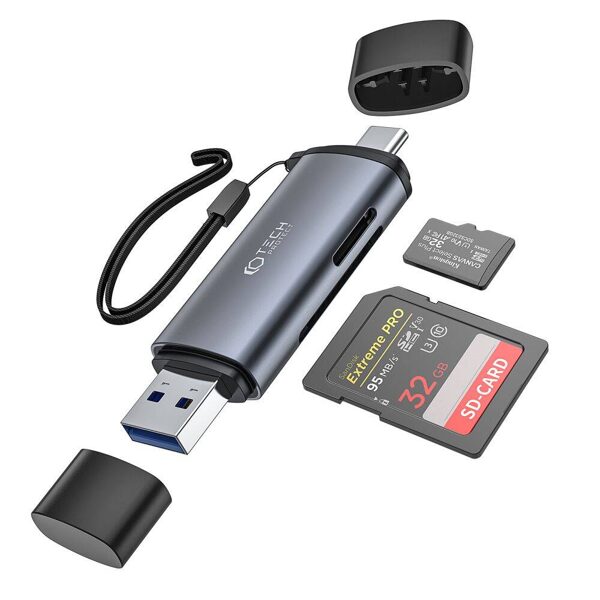 Adapteris USB + USB-C SD Card Reader + microSD Tech-Protect UltraBoost